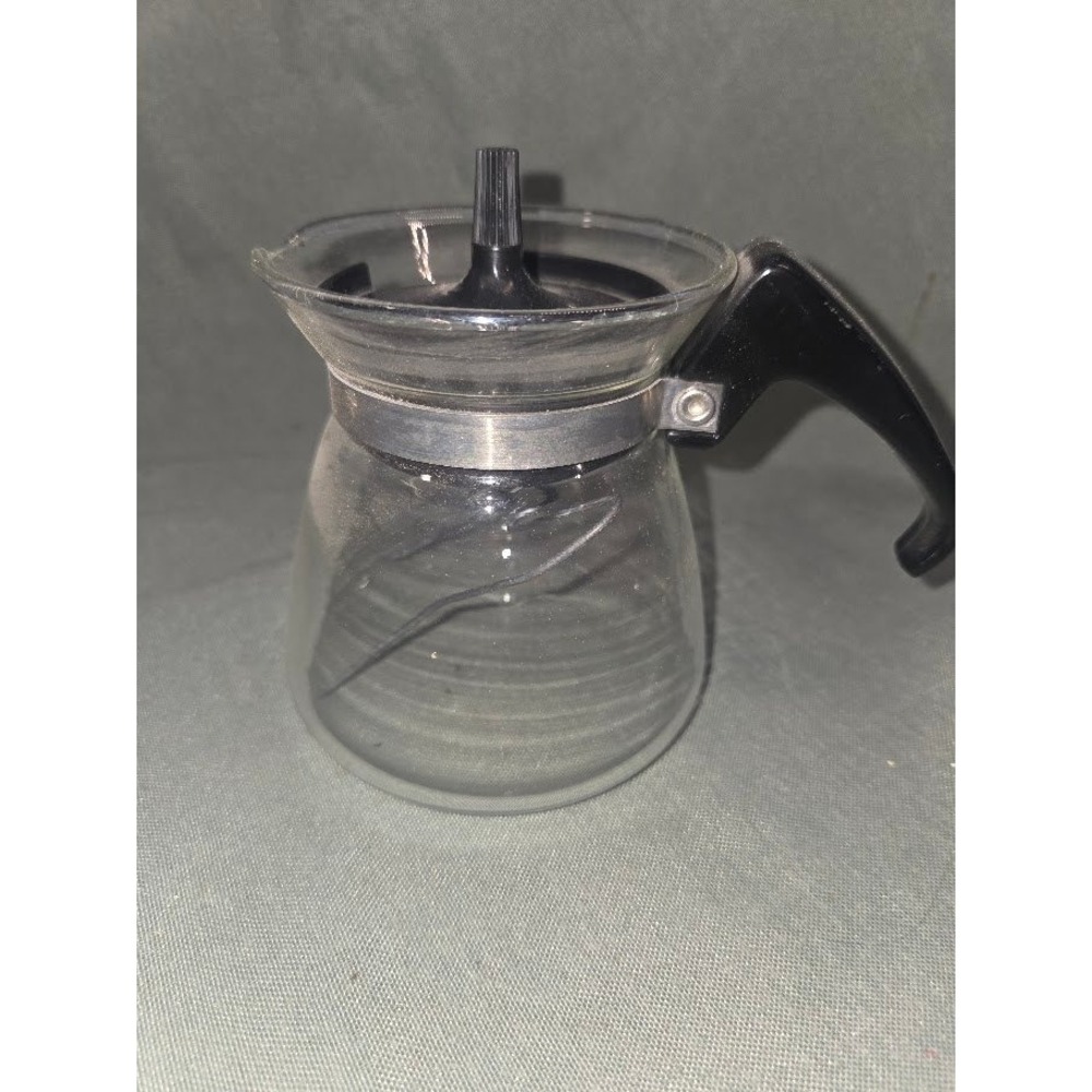Vintage Pyrex 802 Glass Coffee Carafe Server with Black Handle and Lid 2 Cup